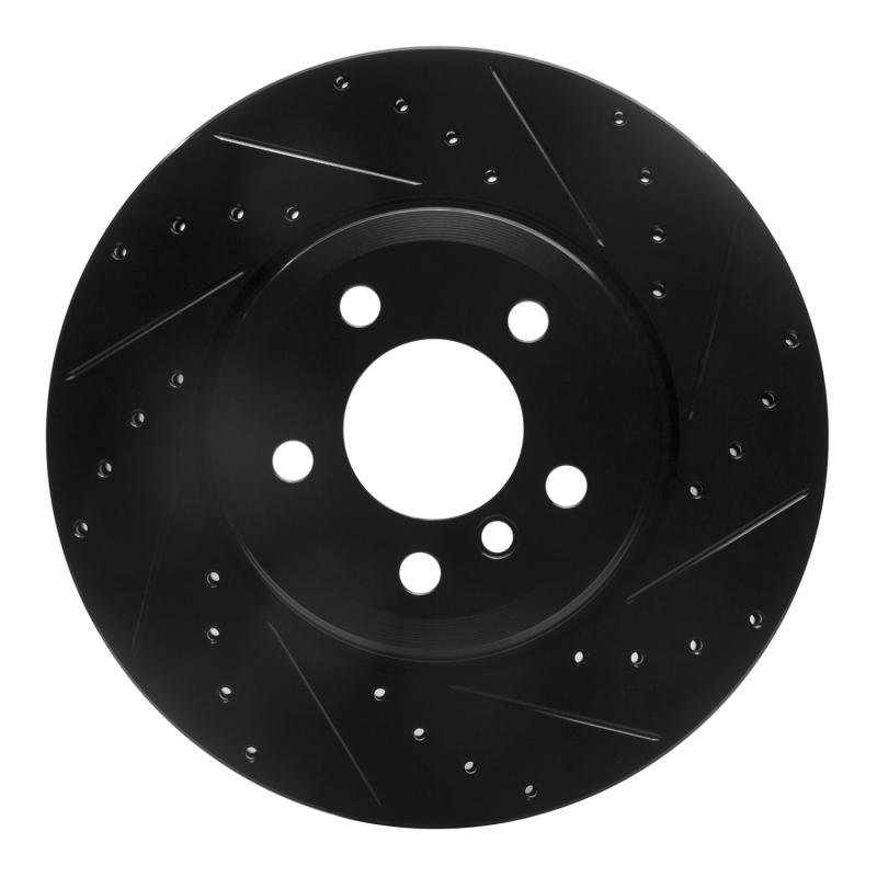 BMW X6 Brake Rotor (1) - Rear Right - R1 Concepts - Drilled & Slotted - Black - `07-`19